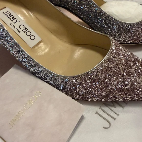 Jimmy Choo Aurora, triple degra- Glitter Heels in Silver and Pink 36 - Picture 3 of 4